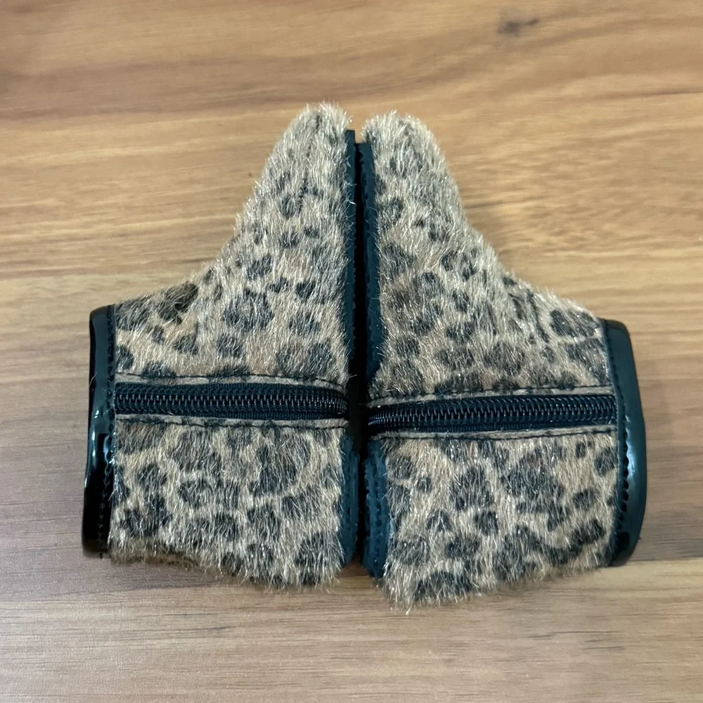 STUART WEITZMAN My First Weitzman Baby Zipper Tan Faux Fur Boots Cheetah Size 2